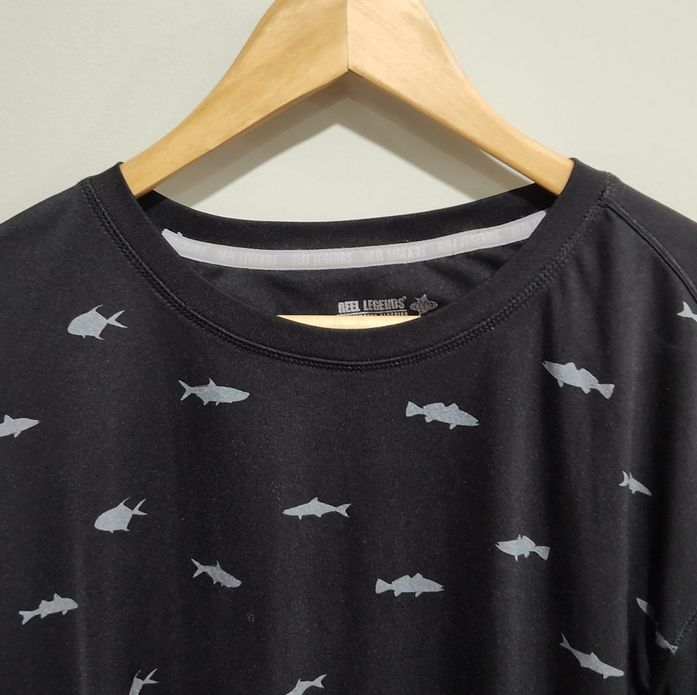 Reel Legends Freeline Men's Black Long Sleeve Shirt w FISH Size X Large - Picture 3 of 6